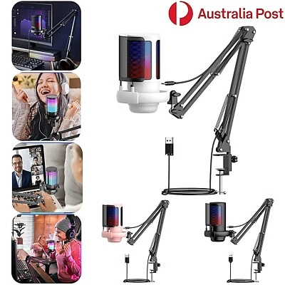 Condenser Microphone USB Desk Stand Record Mic Recording Gaming Studio Podcast - Image 1 of 4