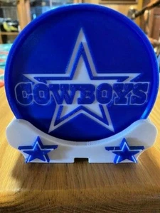 6 Dallas Cowboys Round Coasters, Coaster holder with attached stars - Picture 1 of 2