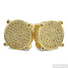 Canary Lemonade Round Micropave CZ Mens Gold Earrings