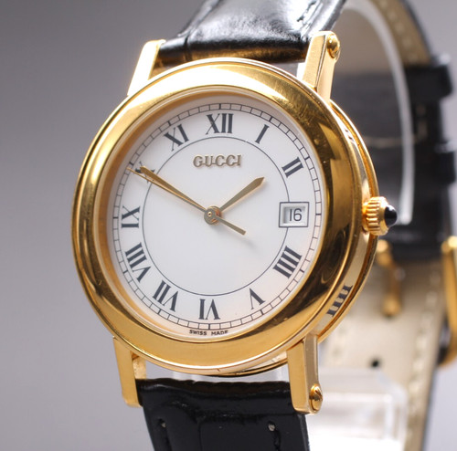[QUASI NUOVO] Orologio Vintage GUCCI 7200M Bianco Romano Data Quarzo Uomo 33mm GIAPPONE