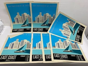 Rare Mumford & Sons 2013 East Cost Concert Tour Poster NYC Skyline & Sailboat - Picture 1 of 9
