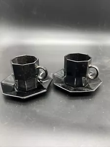 2 Vintage 1980 Arcoroc Octime Expresso Coffee Cup & Saucer Set Esso Collection - Picture 1 of 5