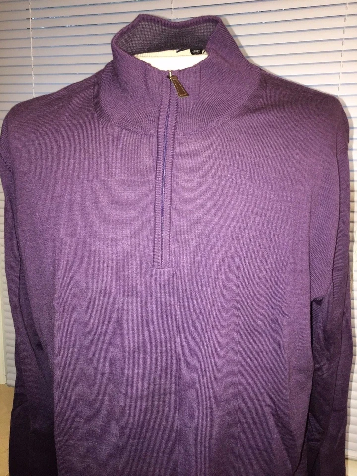 SAKS FIFTH AVENUE Wool  Men's 1/2 Zip Mock Neck Sweater Grape Vine XXL 2XL  New - Image 1 of 4