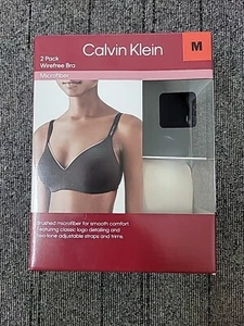 Calvin Klein Wirefree Bra Adult Medium Black Honey Brushed Microfiber Womens - Picture 1 of 6
