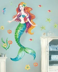Mermaid Wallies Big Peel & Stick Vinyl Murals - Picture 1 of 1