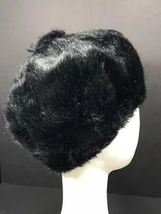 Vintage Russian Black Faux Fur Hat Lined T Mockba Capuchon Special Occasion - Picture 1 of 11