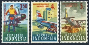 Indonesia 721-723, MNH. Mi 578-580. Aviation Day 1967. Traffic control tower,Jet - Picture 1 of 1