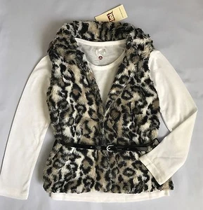 NWT Girls' 3-Pc Long Sleeve Shirt With Faux Fur Vest And Black Belt, Size S 6/6X - Picture 1 of 12
