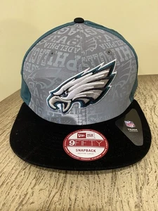 Philadelphia Eagles Hat Mens M/L Green Snapback Cap All Over Logo NFL 59FIFTY - Picture 1 of 13