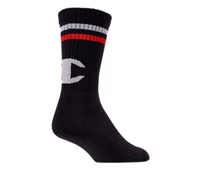 Champion Big C Crew Mens Socks Size 10-13, Color: Black/Red/White - Picture 1 of 2