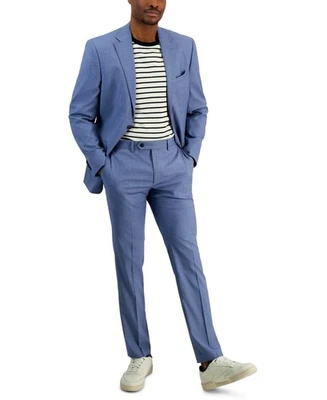 Traje Ben Sherman Para Hombres Calce Ajustado 2 Piezas 46 S/40 Cintura Azul Sólido Foto 1 de 2