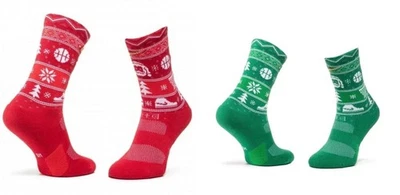 2 Pares Nike Niños Niñas Elite Feo Navidad Suéter Crew Calcetines de Baloncesto 10C-3Y Foto 1 de 4