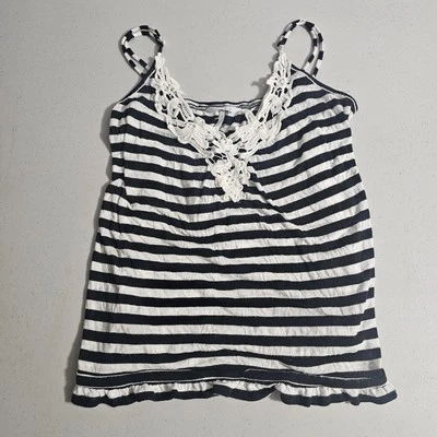 Kirra Size Large, Black & White Striped Tank Top - Image 1 of 4