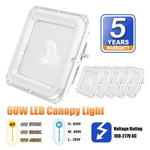6Pack LED Canopy Light 60W Outdoor Gas Station Carport Ceiling Light 4500K-5700K - Picture 1 of 13