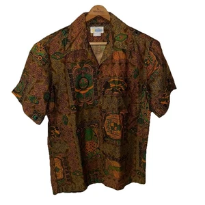 Vintage 60s Andrade Hawaiian Shirt Camp Loop Collar Tiki Coin Buttons Fits Sz M - Picture 1 of 15