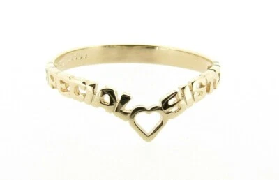 9ct Yellow Gold Special Sister Heart Wishbone Ring Bridesmaid Jewelry Hallmarked - Image 1 of 3