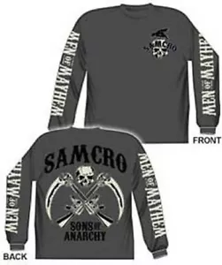Official Samcro Men Of Mayhem Sons Of Anarchy Long Sleeve Adult T-Shirt - Picture 1 of 1