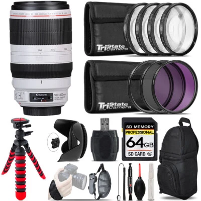 Canon EF 100-400mm IS II USM Lens + Macro Filter Kit & More - 64GB Accessory Kit - Image 1 of 4