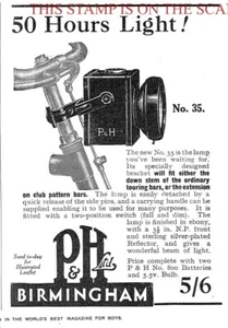 1930s Advert P & H 'No.33' 50-Hour Battery Cycle Lamp Small Print AD 708/177 - Picture 1 of 1