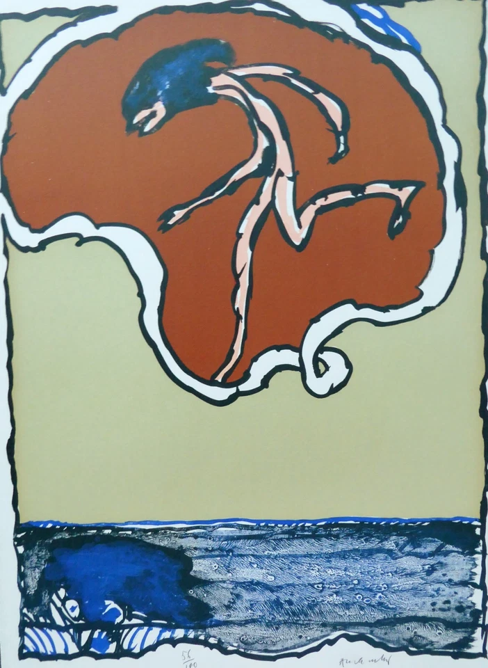 Pierre Alechinsky "Objetos voladores mundanos" 1977 Litografía numerada firmada a mano Foto 1 de 4