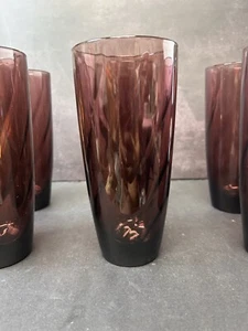 Vintage Hazel Atlas Moroccan Amethyst Swirl 6 ¼” Flat Tumblers Glasses Set of 6 - Picture 1 of 4