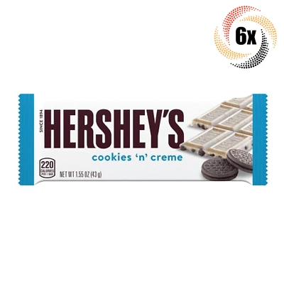 6x Bars Hershey's Cookies 'N' Creme White Chocolate Candy Bars | 1.55oz | - Image 1 of 3