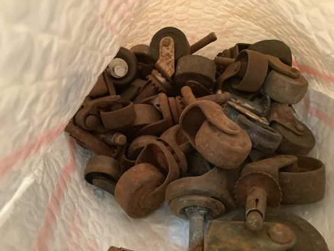 Vintage Furniture Swivel Wheel Caster Roller LOT of 25 Wood Metal Replacement Cover