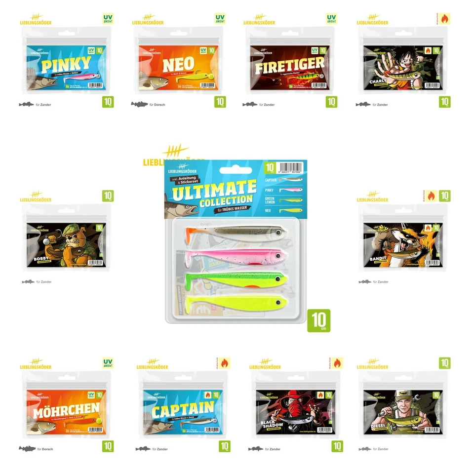 Lieblingsköder 10cm 4 Stück Sunny Sheriff Firetiger Barsch Forelle alle Farben - Bild 1 von 1