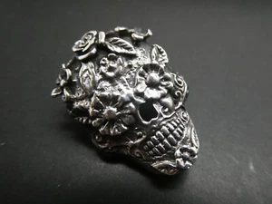 Mexico DIA DE LOS MUERTOS TAXCO Skull Face Sterling Silver 925 Pendant - Picture 1 of 8