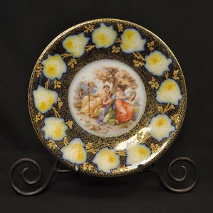 Limoges Vultury Freres Plate 9" 1887-1904 Hand Painted Greek Goddesses Blue Gold - Picture 1 of 9