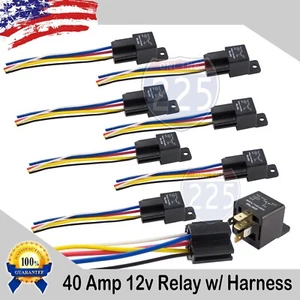 12 Volt 40 AMP SPDT Automotive Marine Relay with Wire Harness Socket (8 pack) - Picture 1 of 1