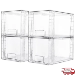 Stackable Storage Drawers Acrylic Organizer Bins Bathroom Kitchen Cabinet Pantry - Picture 1 of 7