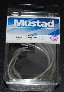 5 Mustad 39960DT Duratin Size 20/0 Circle Hooks 2X Strong Saltwater 39960DT-200 - Picture 1 of 2