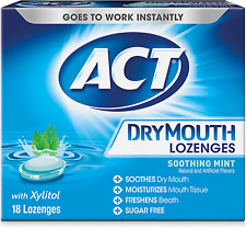 ACT Dry Mouth Lozenges with Xylitol 18 Count (Pack of 6) Soothing Mint