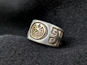 Jason Takala Hopi Sterling Silver 14k Gold Man in the Maze Ring Size 7.5 - Picture 1 of 10
