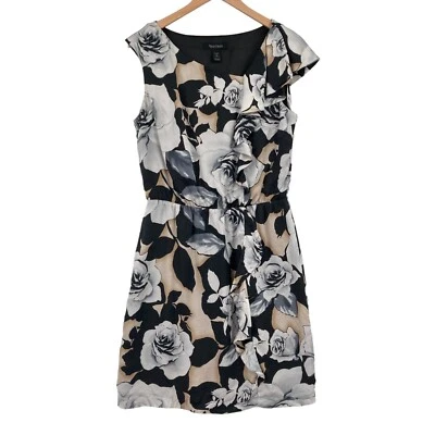 Vestido Vaina de Seda Martillada Mercado Negro Casa Blanca Para Mujer Talla 10 Negro Floral Foto 1 de 4