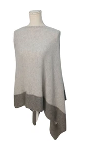 J McLaughlin 100% Cashmere Poncho Light Gray Dark Gray Colorblock - Picture 1 of 6