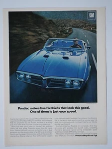 1967 Pontiac Firebird 400 Convertible Duel Hood Scoops Vintage Original Print Ad - Picture 1 of 5