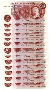 Fforde Ten Shilling Banknote (1967-69) Last Series D--N Unc Single Note - Bild 1 von 2