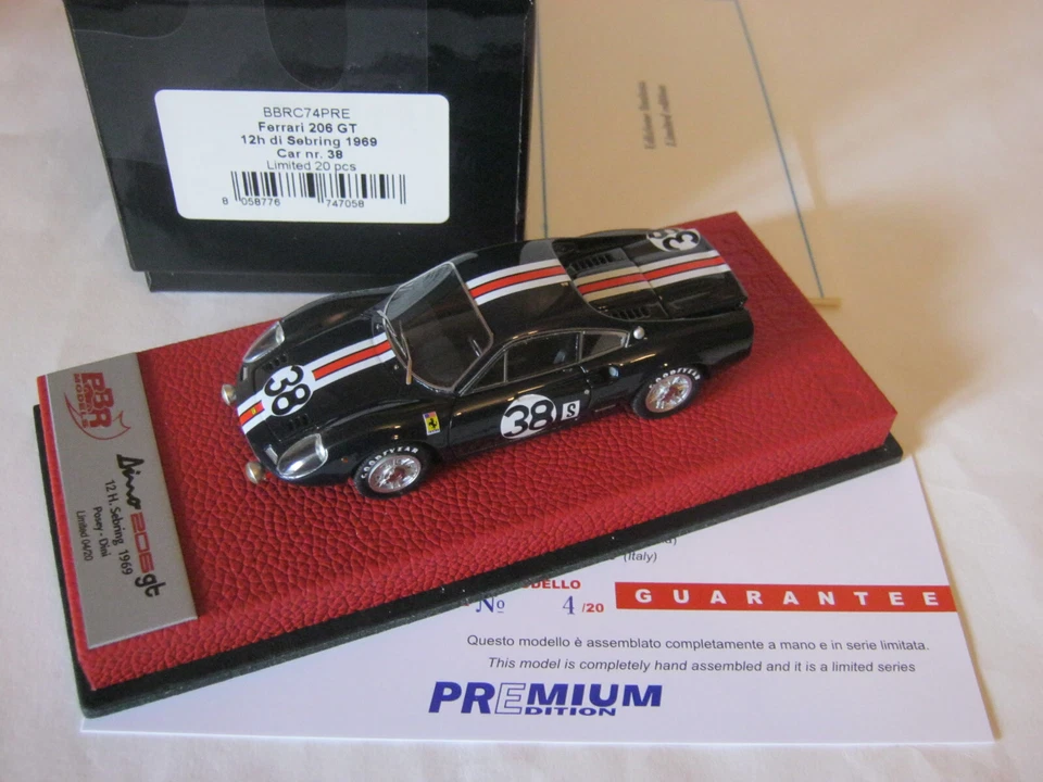 BBR 1/43 FERRARI DINO 206 GT - 12 h SEBRING 1969 - POSEY - CAR n° 38 - BBRC74PRE - Photo 1/1