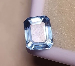Natural 5.30Ct Certified Brazilian Emerald Cut A+ Ocean Blue Aquamarine Gemstone - Picture 1 of 10