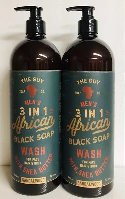 2 botellas The Guy ~ sándalo 3 en 1 lavado para hombre con manteca de karité 32 fl oz cada una Foto 1 de 2