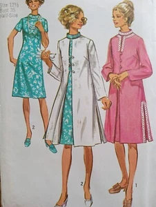 UC Simplicity 9280 Vintage 70s Dress Sewing Pattern Coat Jacket Size 12 1/2 - Picture 1 of 2