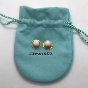Antik Tiffany & Co 18k Gelbgold Weiß Emaille Kuppel Kragen Nieten Knöpfe Paar - Bild 1 von 6