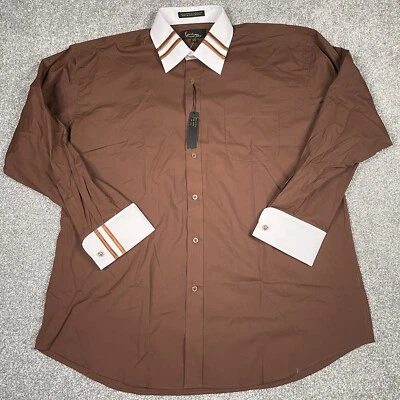 Kani Gold NWT Large Long Sleeve Button Up Brown Shirt 16-16.5 34/35 - Image 1 of 4