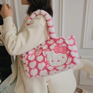 Large Kawaii Valentine's Hello Kitty Large Handbag Anime Plush Doll Shoulder Bag - Picture 1 of 7
