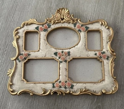 Vintage Victorian Style 5 Photo Frame Pink Roses Leaves & Gold self stand/ Hang - Image 1 of 4