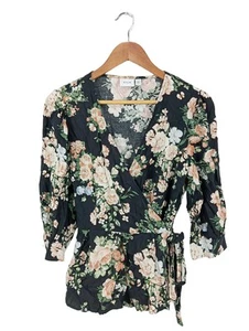 VILA Blusa cruzada Mujeres Talla EU 40 verde-nude-negro look casual - Imagen 1 de 5