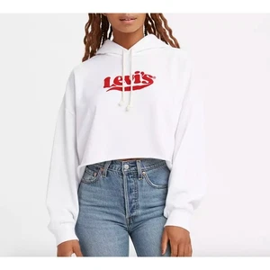 Levi's Graphic Cropped weiß Hoodie Sweatshirt Relaxed Fit Gr. XL Poly-Baumwolle - Bild 1 von 14