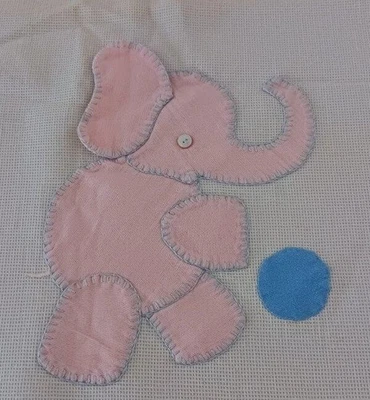 Manta bebé algodón vintage apliques elefantes bordado azul cuna pájaro Foto 1 de 4